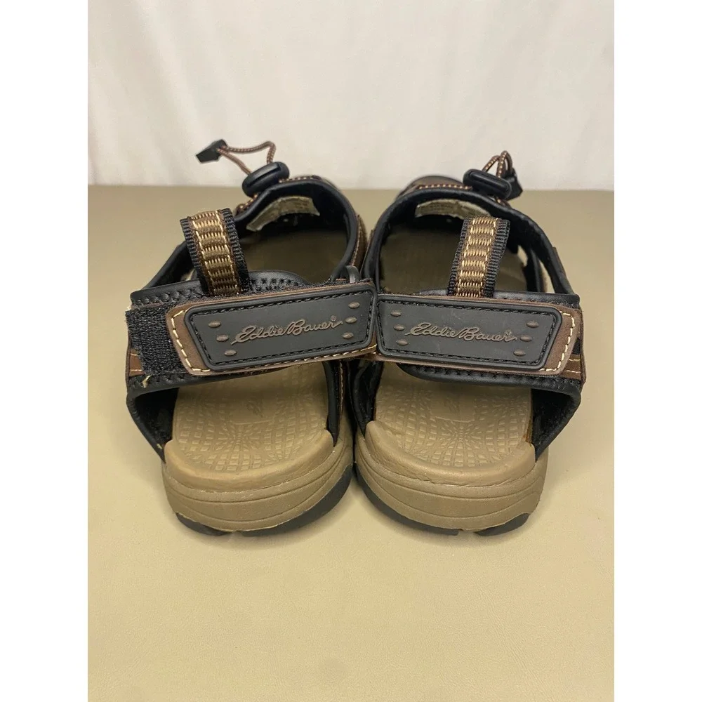 Eddie Bauer Meridian Mens Brown Fisherman Sandals Bungee Closure Size 9M